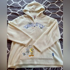 Vintage 90s/00s Y2K Fleece Looney Tunes Tweety Hoodie SZ LG